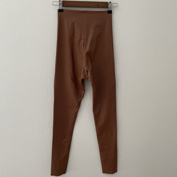 Commando Faux Leather Control Top Smoothing Leggings Chocolate Brown Women Small - Picture 2 of 7
